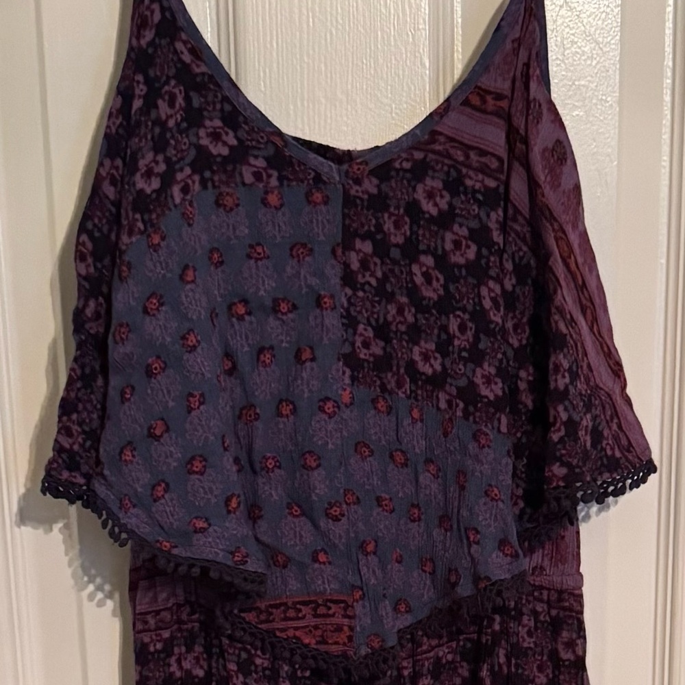 American Eagle Patchwork Open Back Adjustable Strap Maxi Dress Size Medium